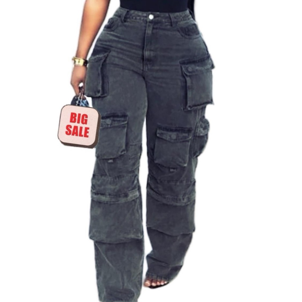 cargo straight jean pants